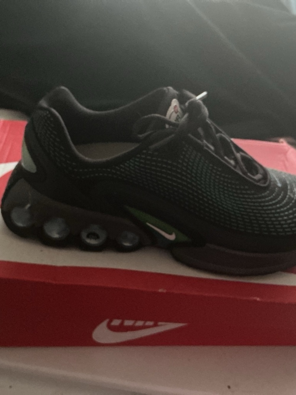 Nike Kids Black Sneakers with Green Accents